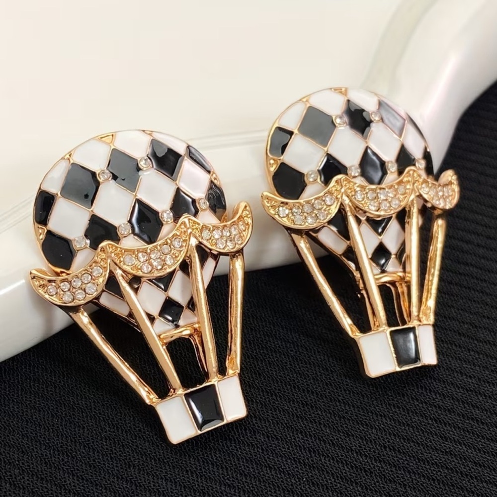 Mackenzie Elegant Gold and Black Hot Air Balloon Earrings - Picture 6 of 7